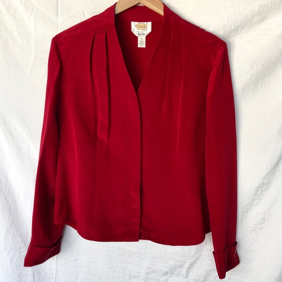 Talbots Tops - Talbot’s Red 100% Silk Blouse Size 12